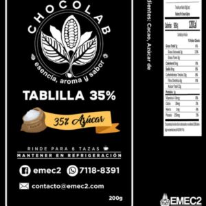 tablilla de chocolate 35% cacao - 200 gramos